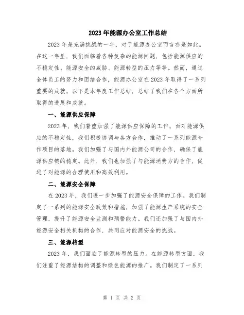 2023年能源办公室工作总结