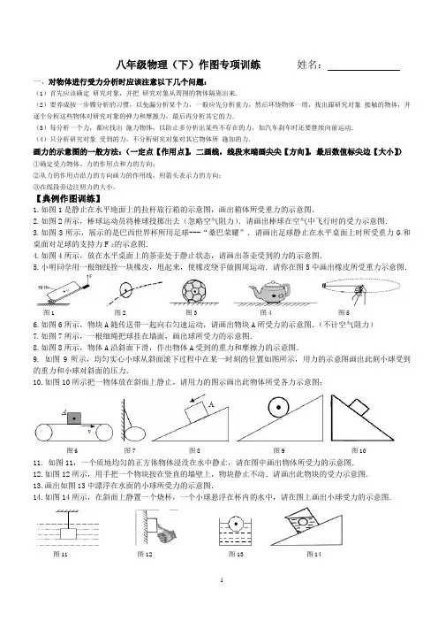 新人教版八年级物理(下)作图专项训练及方法