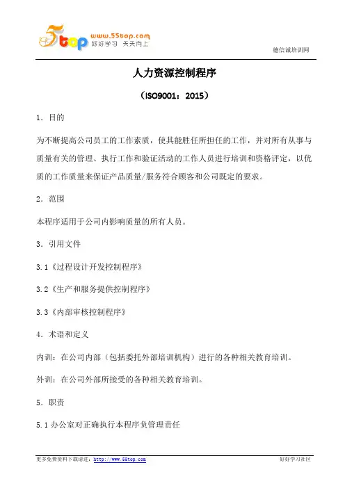 人力资源控制程序(含表格)