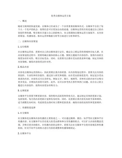 优秀自媒体运营方案