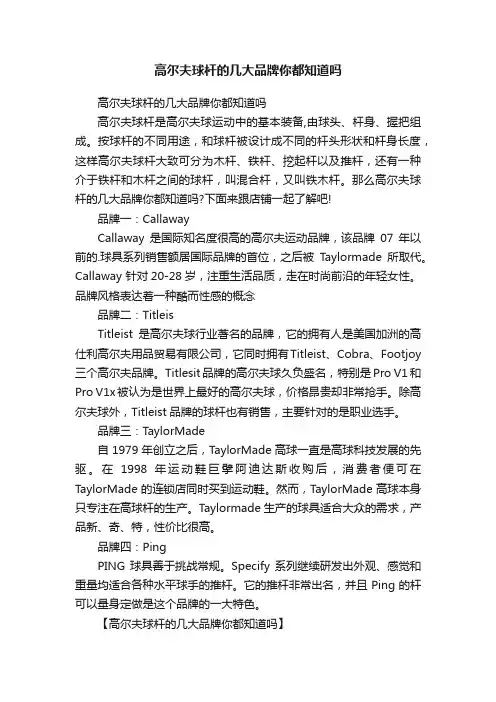 高尔夫球杆的几大品牌你都知道吗
