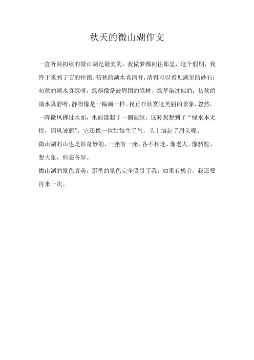 三年级写景秋天的微山湖作文