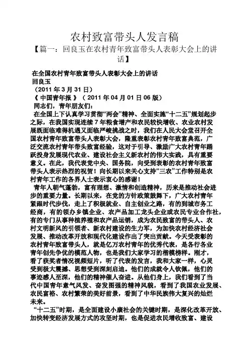 农村致富带头人发言稿