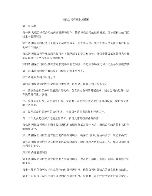 担保公司管理制度模板