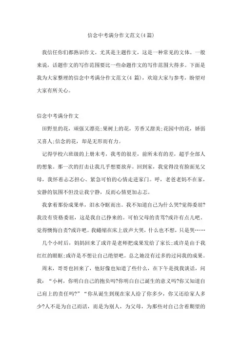 年信念中考满分作文范文(4篇)