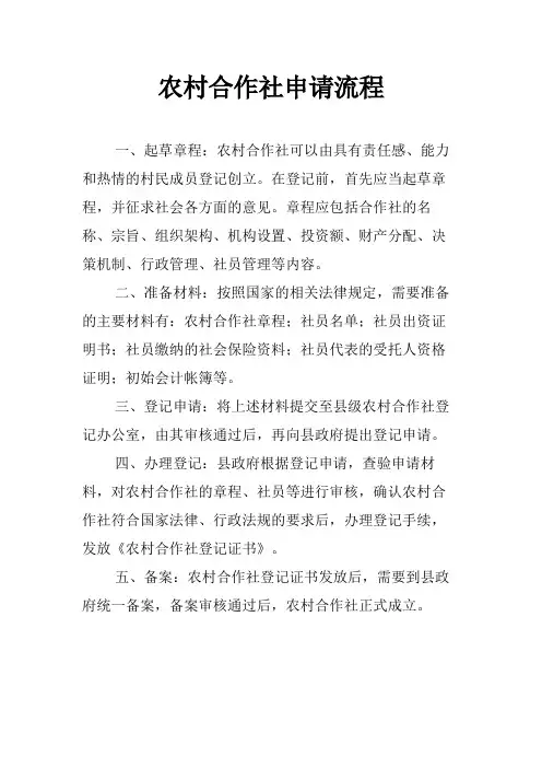 农村合作社申请流程
