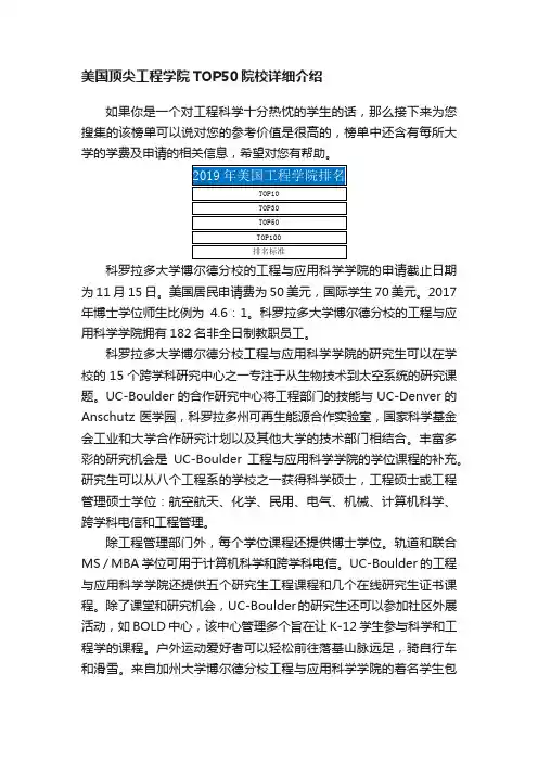 美国顶尖工程学院TOP50院校详细介绍
