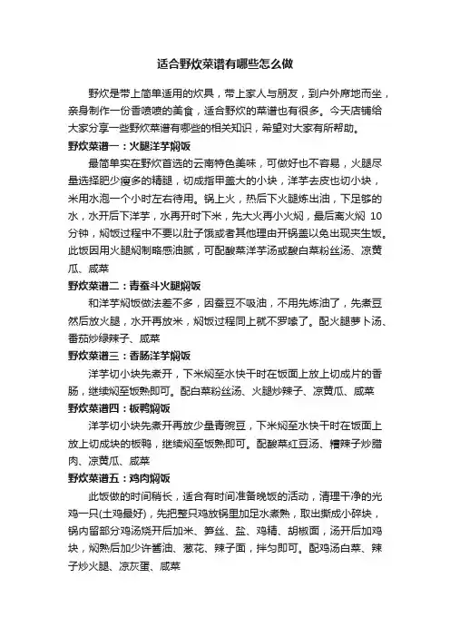适合野炊菜谱有哪些怎么做