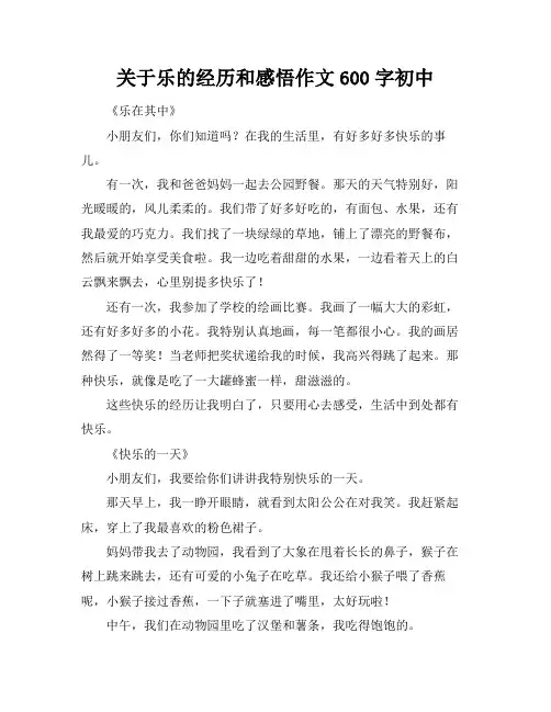 关于乐的经历和感悟作文600字初中