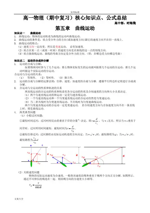 (完整word版)高一物理曲线运动知识点的总结,推荐文档