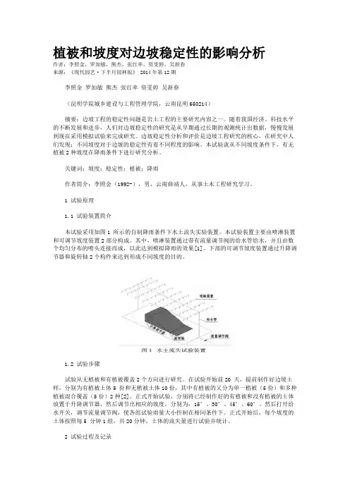 植被和坡度对边坡稳定性的影响分析