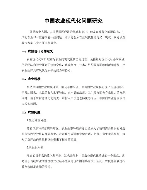 中国农业现代化问题研究