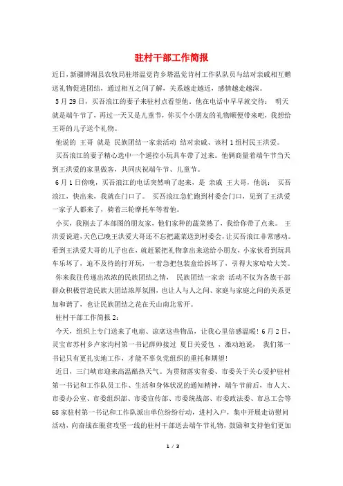 驻村干部工作简报