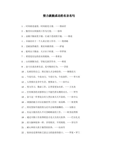 努力就能成功的名言名句