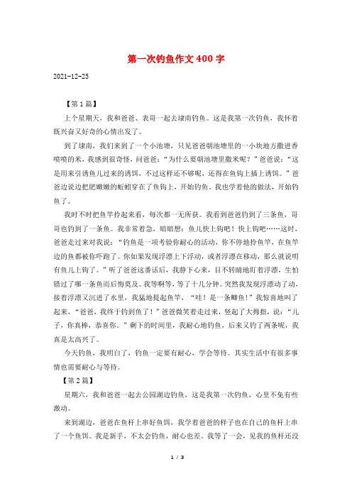 第一次钓鱼作文400字