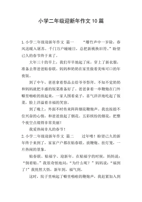 小学二年级迎新年作文10篇