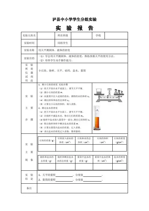8.测量密度实验报告