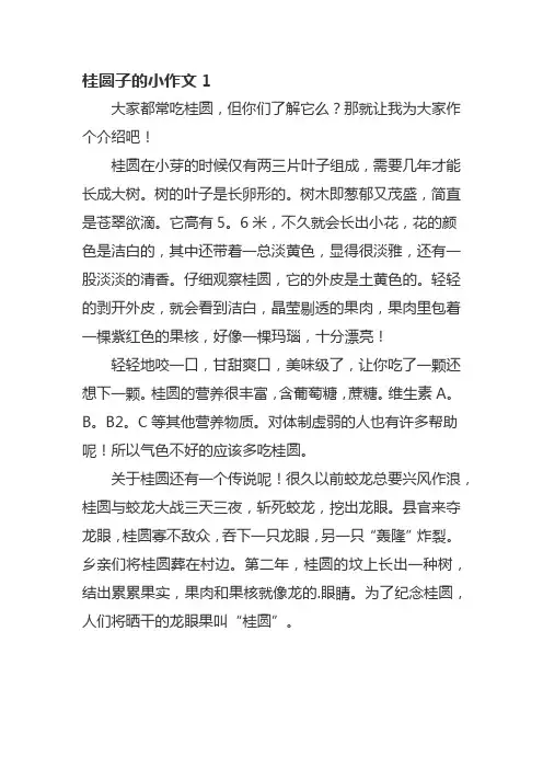 桂圆子的小作文
