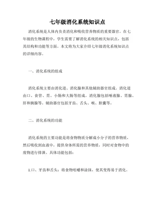 七年级消化系统知识点