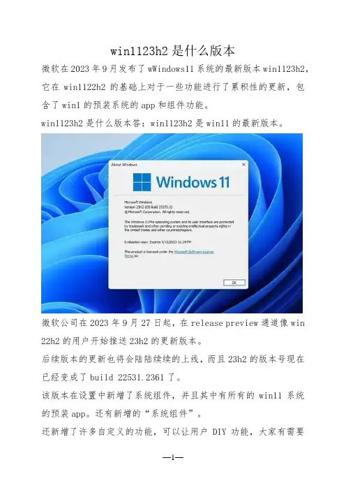 win1123h2是什么版本