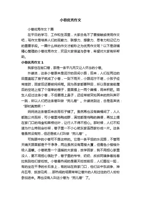 小巷优秀作文