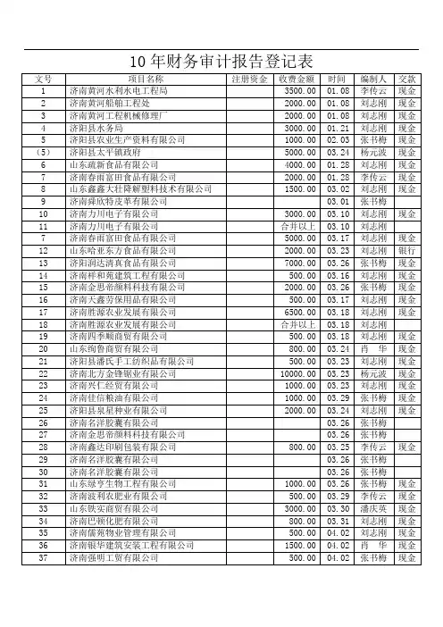 10年财务审计报告登记表