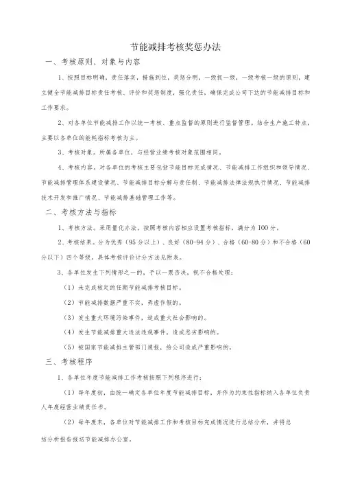 节能减排考核奖惩办法
