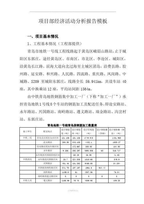 工程项目经济活动分析模板