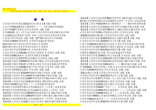 2014年江苏省自考历年试卷真题清单