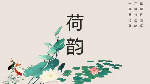 水彩荷花荷叶鲤鱼背景的荷韵PPT模板