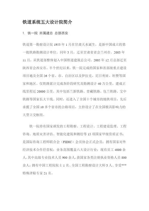 铁道系统五大设计院简介