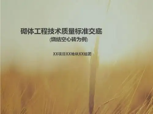砌体工程技术质量标准交底_PPT模板