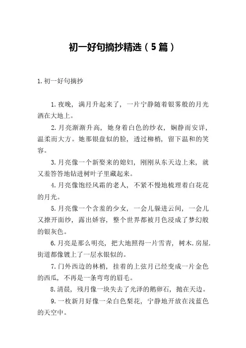 初一好句摘抄精选(5篇)