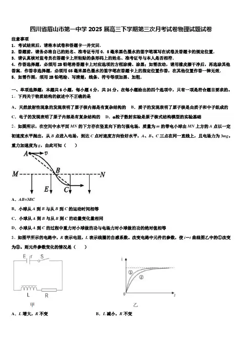 四川省眉山市第一中学2025届高三下学期第三次月考试卷物理试题试卷含解析