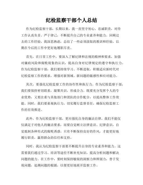纪检监察干部个人总结