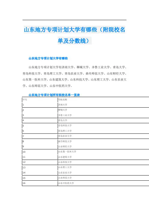 山东地方专项计划大学有哪些(附院校名单及分数线)