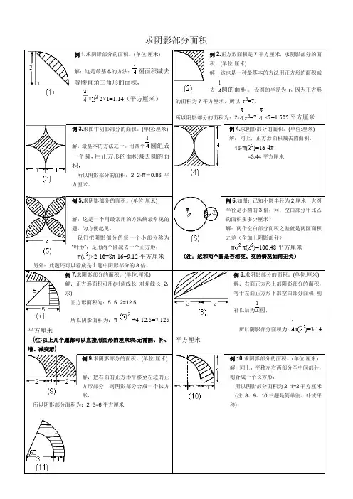 (完整word版)小学六年级求阴影部分面积试题和答案(word文档良心出品)