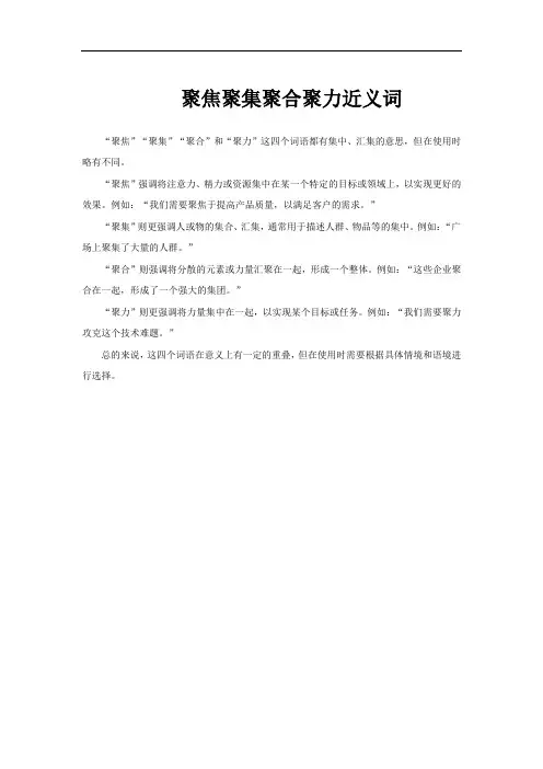 聚焦聚集聚合聚力近义词
