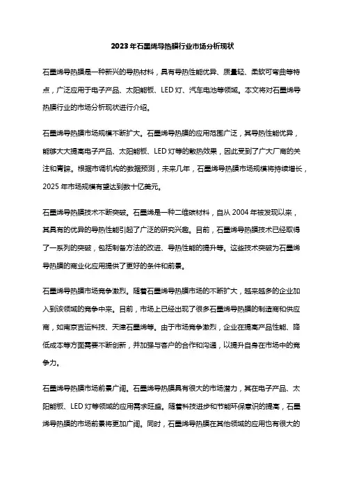 2023年石墨烯导热膜行业市场分析现状