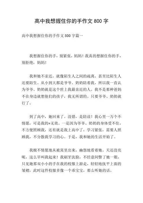 高中我想握住你的手作文800字