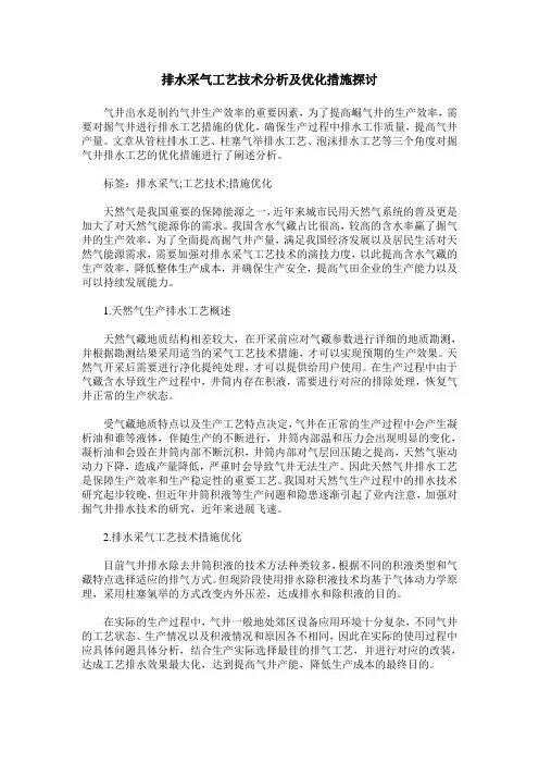 排水采气工艺技术分析及优化措施探讨