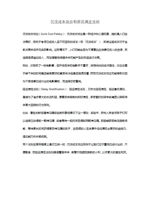 沉没成本效应和延迟满足法则