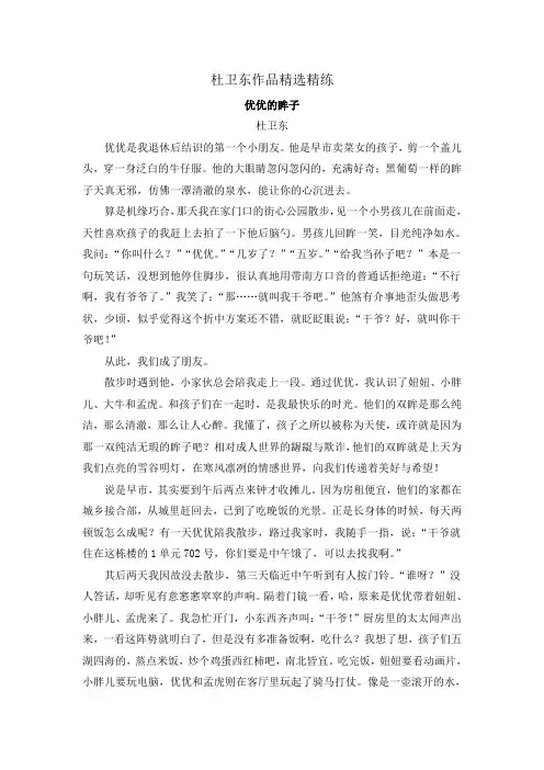 2020年高考语文二轮文学类文本专题复习--杜卫东作品精选精练
