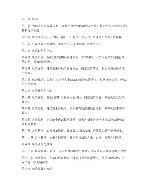 公司风控管理制度模板