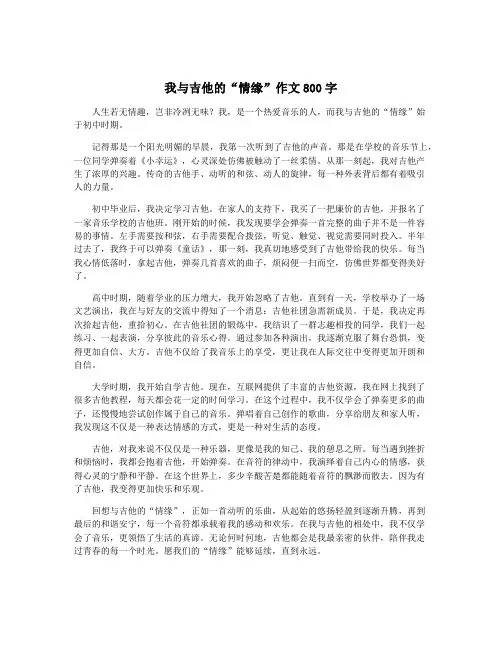 我与吉他的“情缘”作文800字