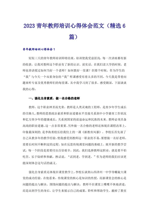 2023青年教师培训心得体会范文(精选6篇)