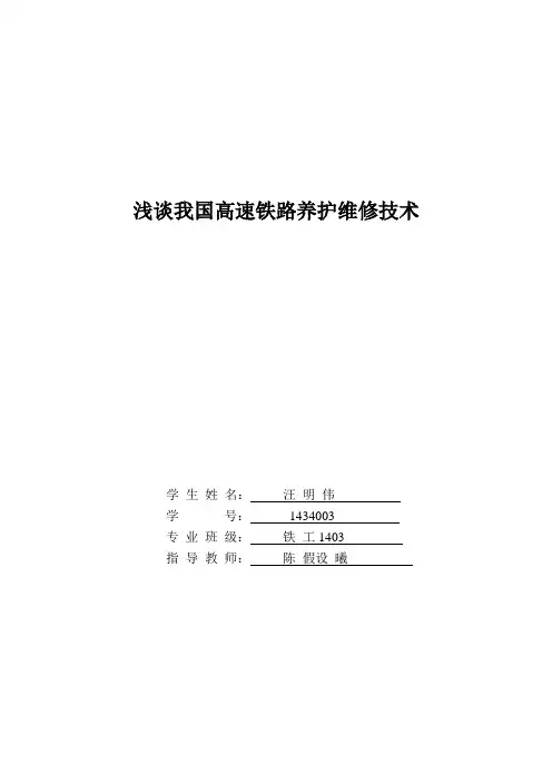 浅谈我国高速铁路养护维修技术