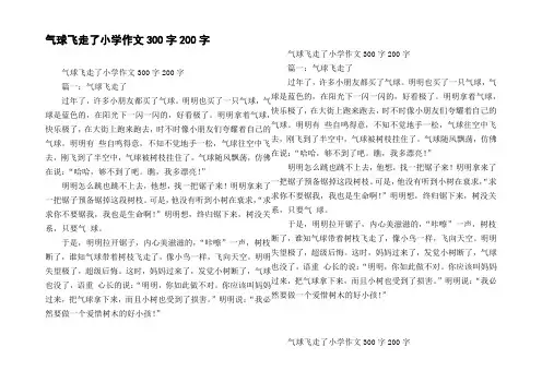 气球飞走了小学作文300字200字
