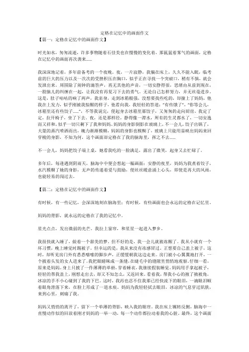 定格在记忆里的画面作文800字