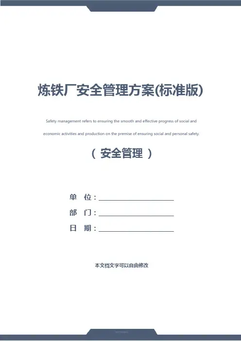炼铁厂安全管理方案(标准版)